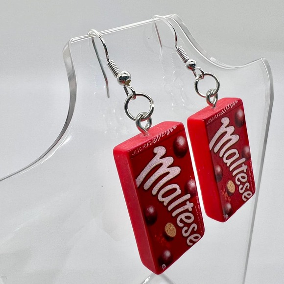 Malteser Earrings - Chocolate Candy Earrings - Food Earrings - Snack Earrings - Picture 5 of 9